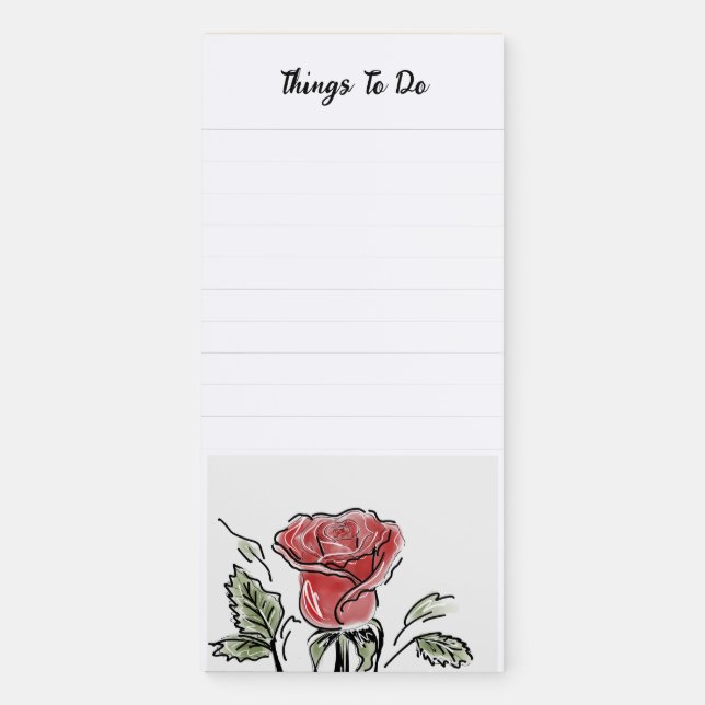 Personalized Rose Magnetic Notepad for Fridge (Front)