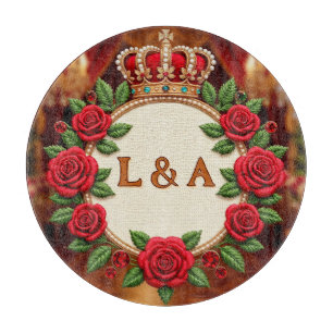 🌹 Personalized Rose Monogram Initial Decor for Wo Cutting Board