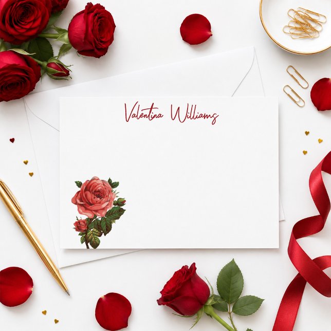 Personalized Rose Note Card (Creator Uploaded)