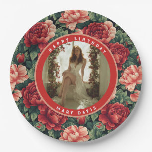 Personalized Rose Themed Surprise Birthday Paper Plates