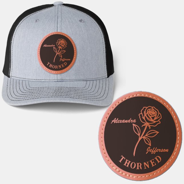 Personalized Rose Thorned Leather Patch Hat (Creator Uploaded)