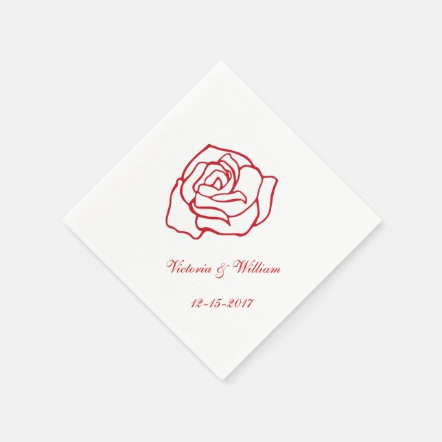 Personalized Rose Wedding Napkins (Corner)