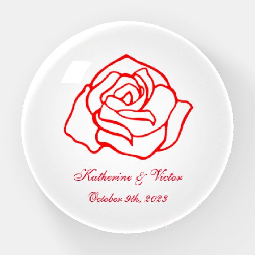 Personalized Rose Wedding  Paperweight Gift