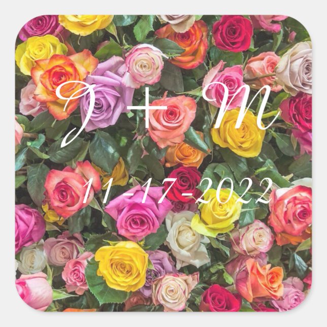 Personalized Rose Wedding Stickers (Front)