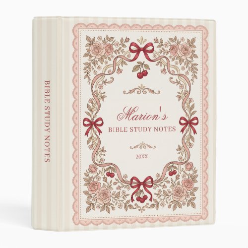 Personalized Roses and Bows Bible Study Mini Binder
