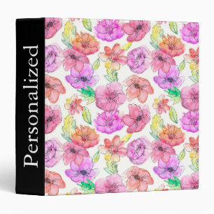 Personalized Roses Floral 3 Ring Binder