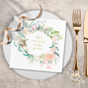 Personalized Roses Garland Floral 50th Anniversary Napkins