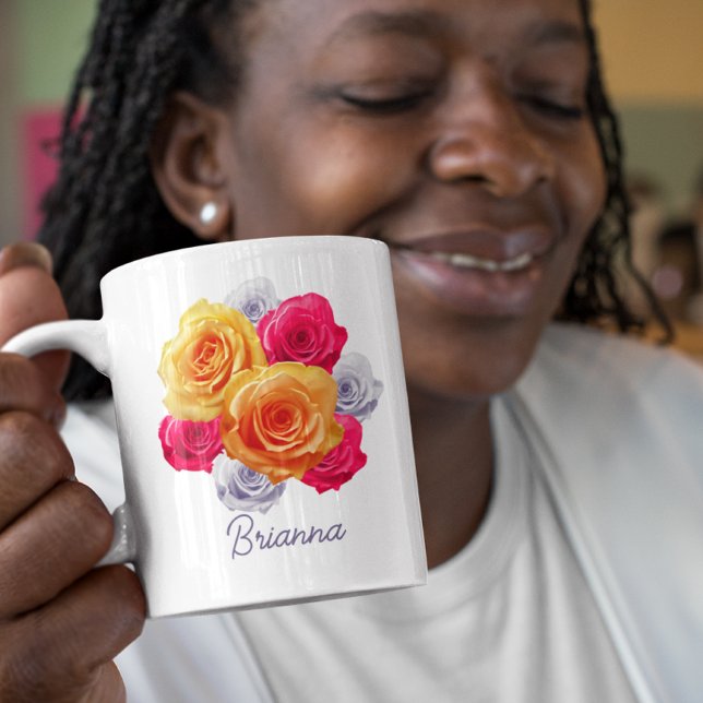 Personalized Roses In Bloom Motif Mug (Creator Uploaded)