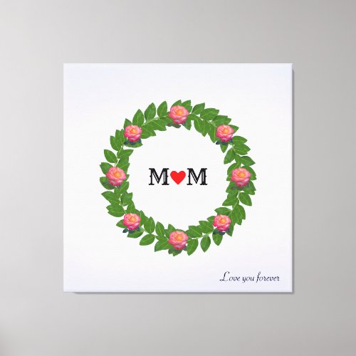 Personalized Roses on Laurel  Wreath Canvas Print