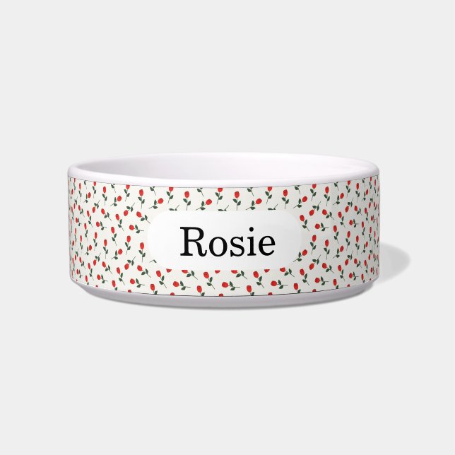 Personalized roses pet bowl (Front)