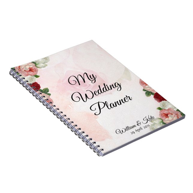Personalized Roses Wedding Planner Notebook (Right Side)