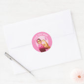 Personalized Rosie the Riveter Breast Cancer pink  Classic Round Sticker (Envelope)
