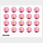 Personalized Rosie the Riveter Breast Cancer pink  Classic Round Sticker (Sheet)