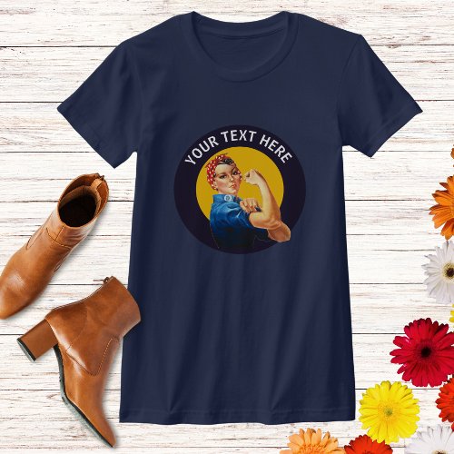 Personalized Rosie the Riveter Custom Vintage navy T_Shirt