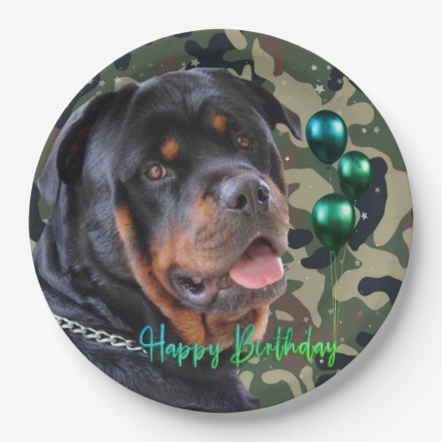 Personalized Rottweiler Birthday Bash  Paper Plates