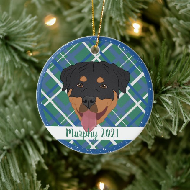 Personalized Rottweiler Christmas  Ceramic Ornament (Tree)