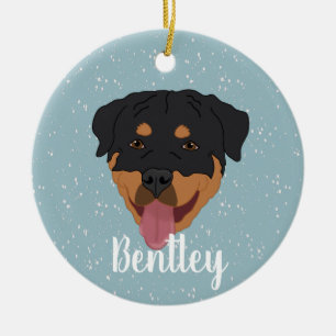 Personalized Rottweiler Christmas Ceramic Ornament