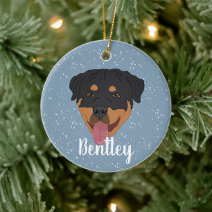 Personalized Rottweiler Christmas Ceramic Ornament