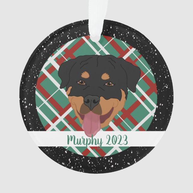 Personalized Rottweiler Christmas Ornament (Front)