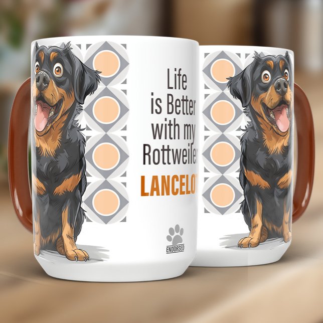Personalized Rottweiler Custom Dog Mug 15oz (Creator Uploaded)