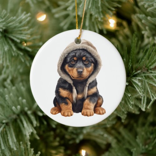 Personalized Rottweiler Dog Art Ceramic Ornament