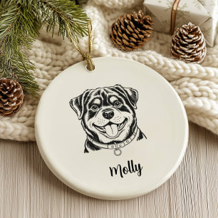 Personalized Rottweiler Dog Christmas Ceramic Ornament