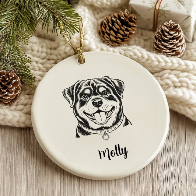 Personalized Rottweiler Dog Christmas Ceramic Ornament (Creator Uploaded)