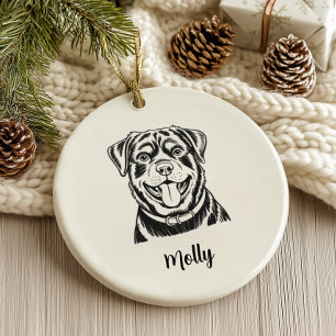 Personalized Rottweiler Dog Christmas Ceramic Ornament