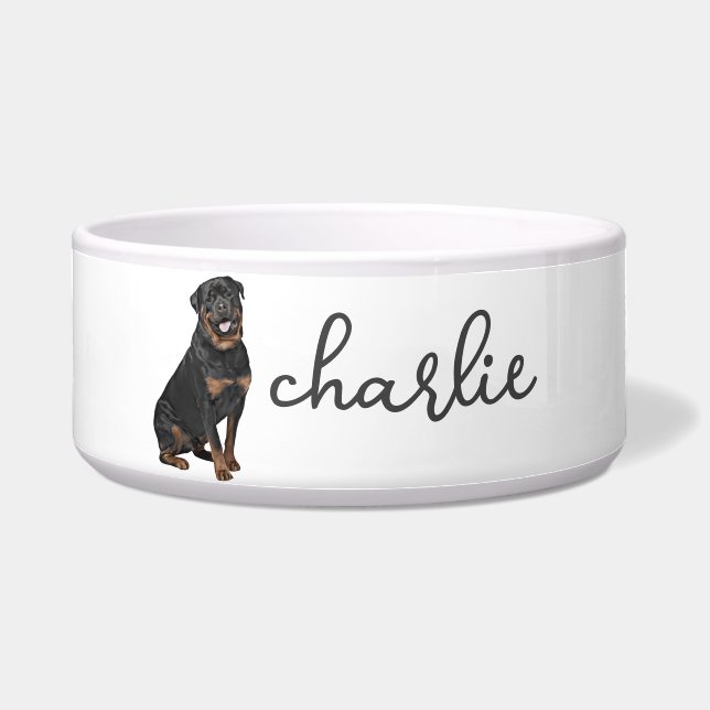 Personalized Rottweiler Food Bowl (Front)
