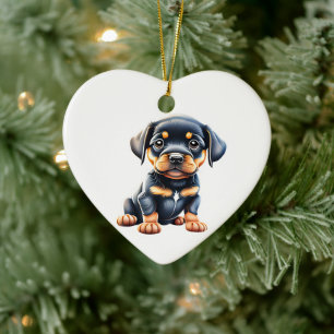 Personalized Rottweiler Puppy Ceramic Ornament