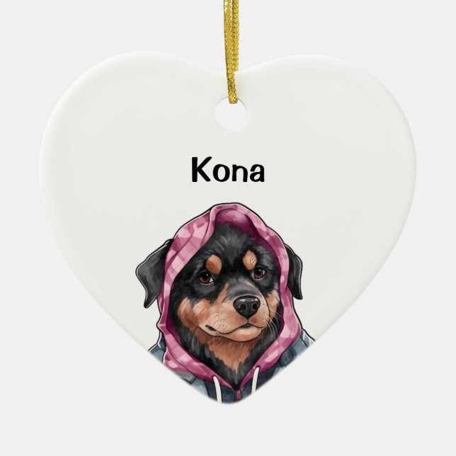 Personalized Rottweiler, Watercolor Pet Photo  Ceramic Ornament (Front)