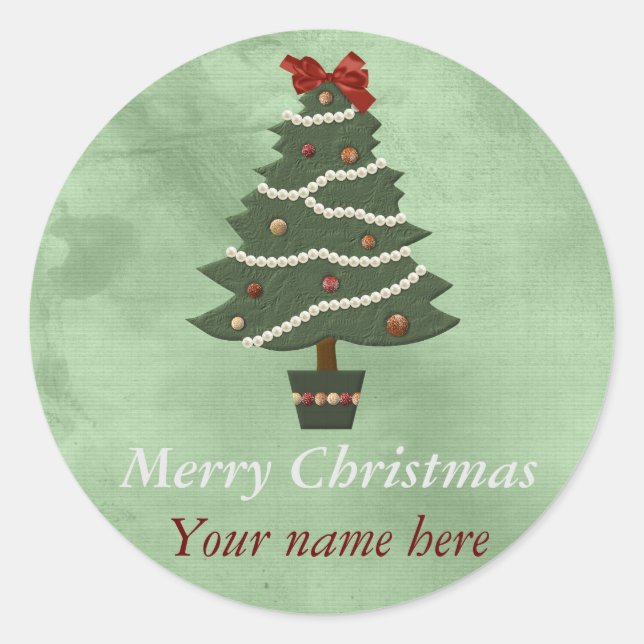 Personalized Round Christmas Sticker (Front)