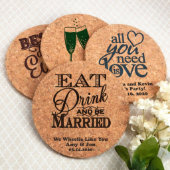 Personalized Round Cork Coasters (Cheers)