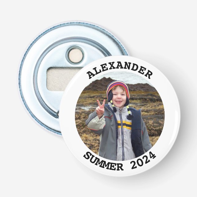 Personalized Round Family Photo Bottle Opener (Front)