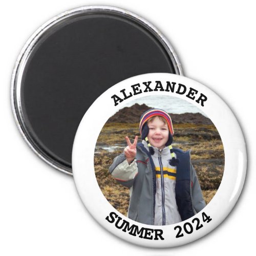 Personalized Round Family Photo Magnet