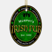 Personalized, Round Irish Pub Logo Ceramic Ornament (Right)