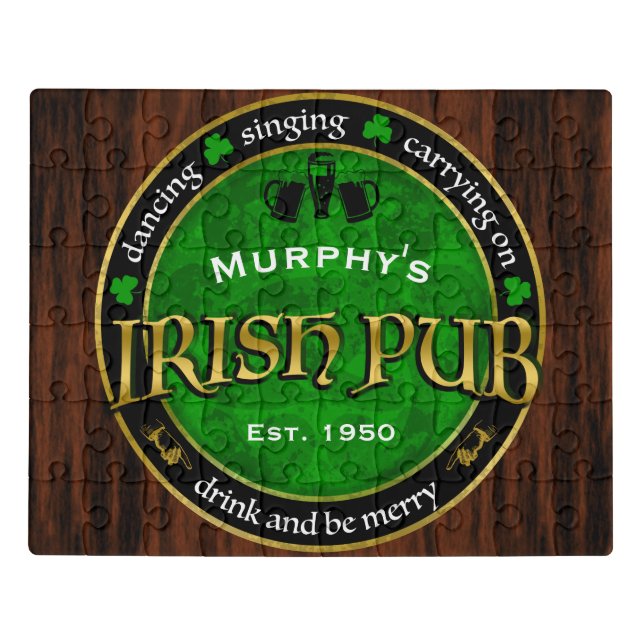 Personalized, Round Irish Pub Logo Jigsaw Puzzle (Puzzle Horizontal)
