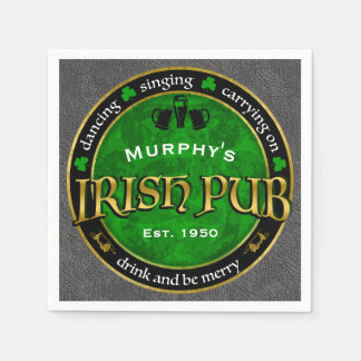 Personalized, Round Irish Pub Logo Napkins