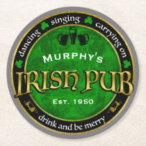 Personalized, Round Irish Pub Logo Round Paper Coaster Personalized, Round Irish Pub Logo Round Paper Coaster