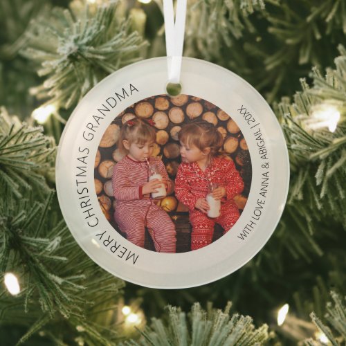 Personalized Round Photo Christmas Glass Ornament