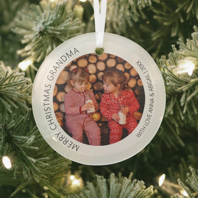 Personalized Round Photo Christmas Glass Ornament (Insitu)