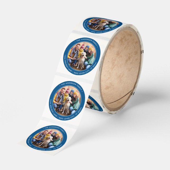 Personalized Round Photo Return Address Classic Round Sticker (Roll)