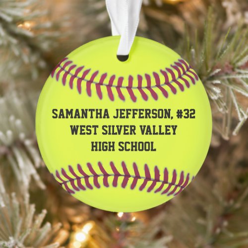 Personalized Round Softball Sports Ornament