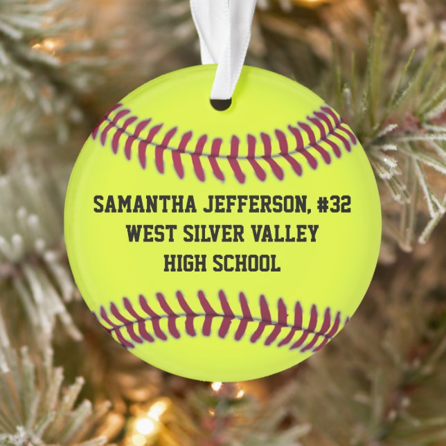 Personalized Round Softball Sports Ornament (Tree)