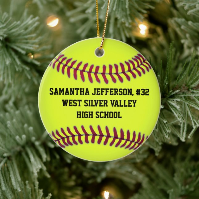 Personalized Round Softball Sports Ornament (Tree)
