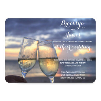 Personalized Round Sunset Beach Wedding Invites