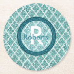 Personalized Round Teal Coasters at Zazzle
