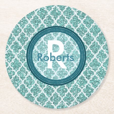 Personalized Round Teal Coasters