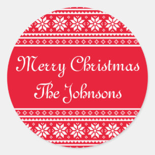 Personalized round UGLY CHRISTMAS SWEATER stickers