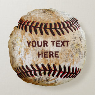 Personalized Round Vintage Baseball Throw Pillows